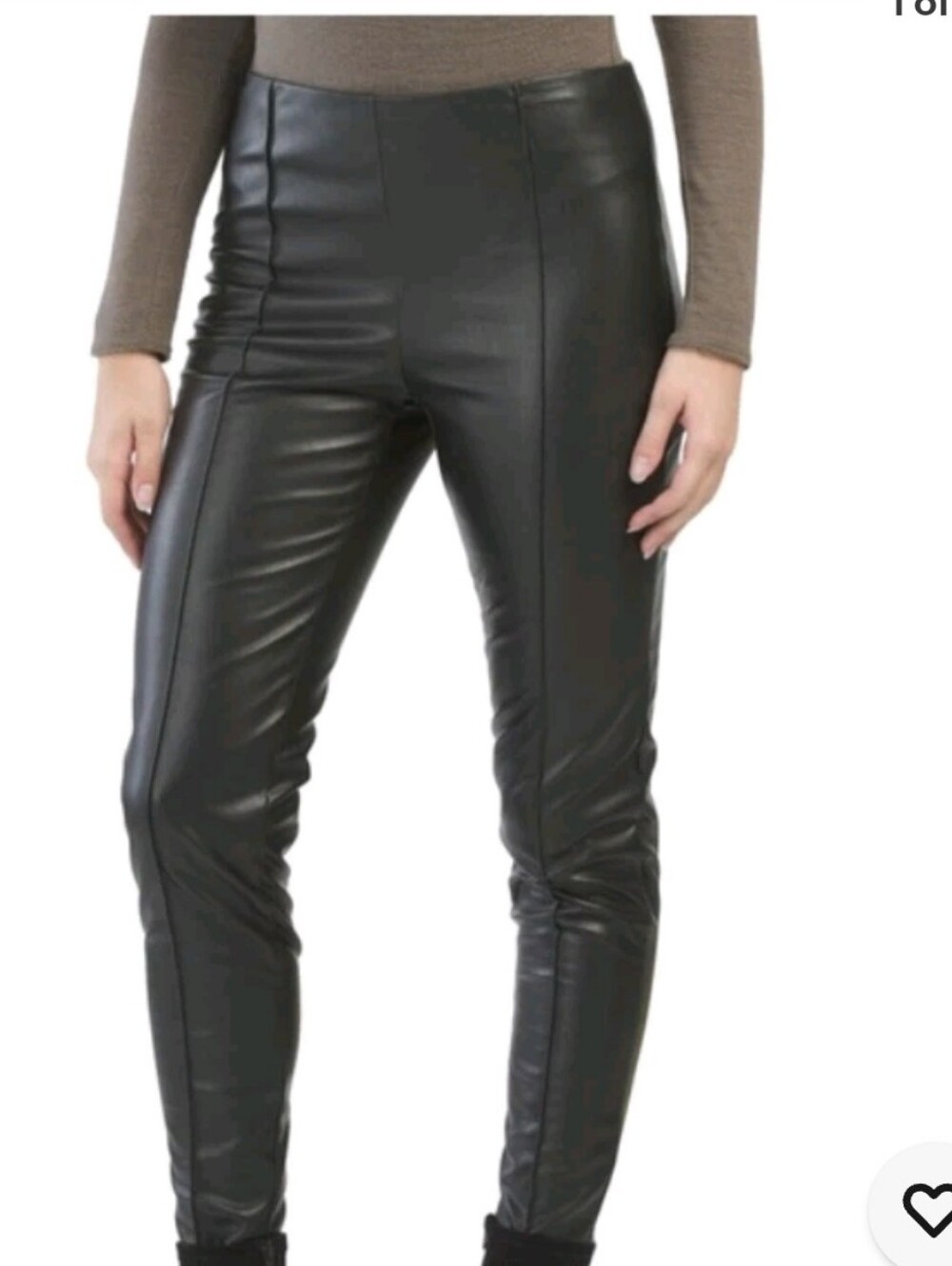 Zac & Rachel Faux Leather High-Waist Leggings - Black Sz Large NWT